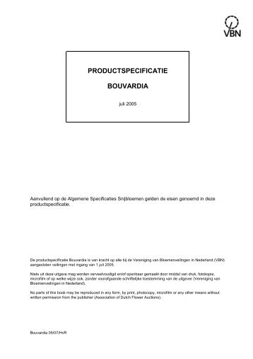 PRODUCTSPECIFICATIE BOUVARDIA - Vbn