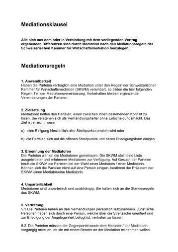 Mediation - Musterklausel - Simsa