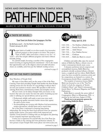 March/April 2010 Pathfinder - Temple Solel