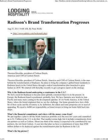 Radisson's Brand Transformation Progresses - Carlson