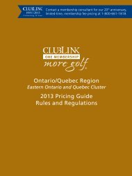 Ontario/Quebec Region - Clublink Corporation