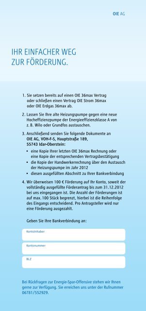 UND MIT NEUER HEIZUNGSPUMPE KOSTEN SPAREN. - OIE AG