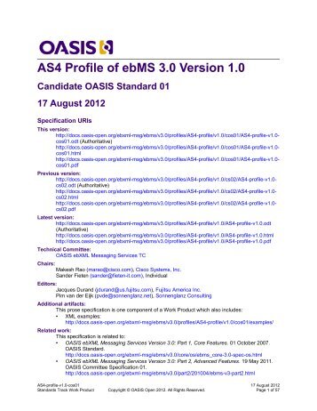 AS4 Profile of ebMS 3.0 Version 1.0 - OASIS Open Library