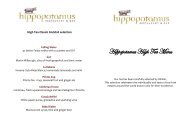 Hippopotamus High Tea Menu