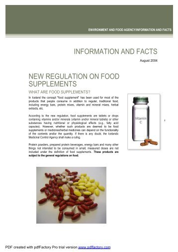 Food Supplements - Fact Sheet