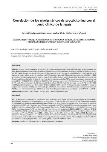 CorrelaciÃ³n de los niveles sÃ©ricos de procalcitonina con el curso ...