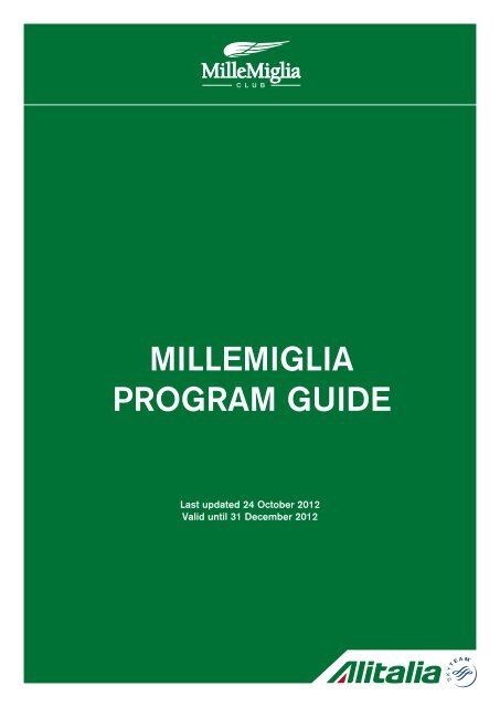 MILLEMIGLIA PROGRAM GUIDE - Alitalia