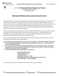 Biohazards Medical Assessment Questionnaire - University of Florida