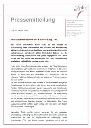 Pressemitteilung - Kulturstiftung Trier