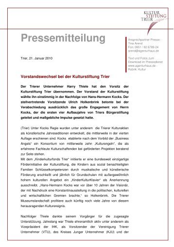 Pressemitteilung - Kulturstiftung Trier