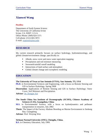 Xianwei Wang - dust.ess.uci.edu, the Zender - University of ...