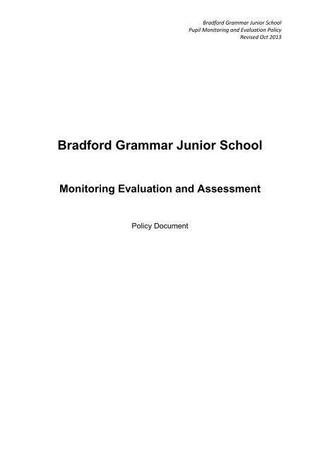 Monitoring Evaluation and Assessment Policy - Bradford Grammar ...