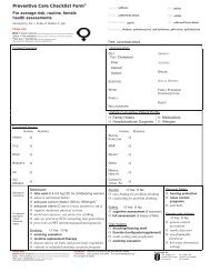 Preventive Care Checklist Form© For average-risk, routine, female ...