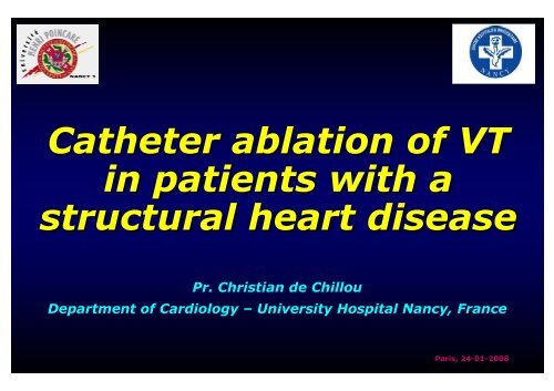 Catheter ablation of VT in patients with a structural heart disease