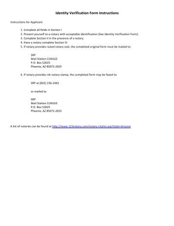 srp identity verification form identity verification form