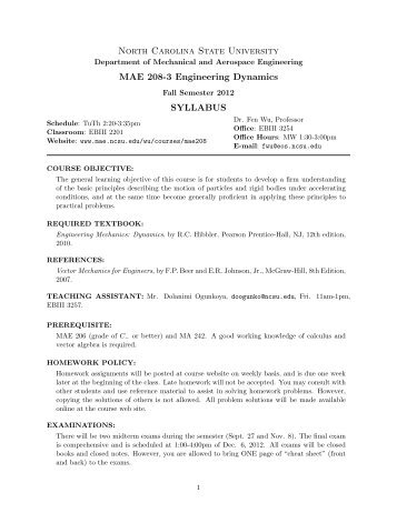 Syllabus - Department of Mechanical and Aerospace Engineering ...