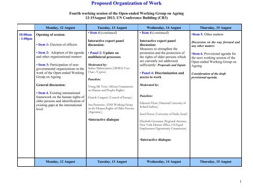 Draft Programme of Work