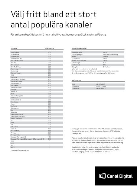 LÃ¤s mer om vÃ¥rt utbud hÃ¤r - Canal Digital
