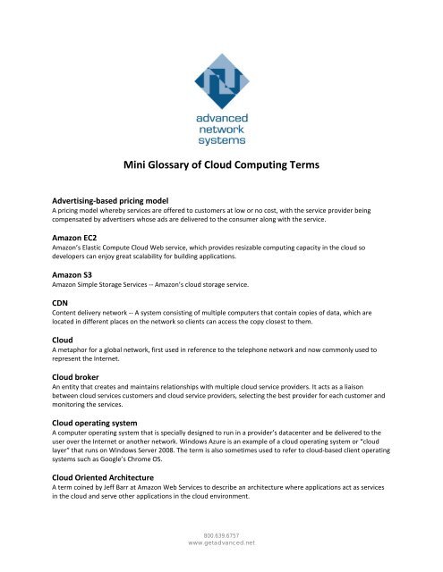 A Glossary of Cloud Computing Terms - Advanced Network Systems