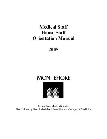 Medical Staff House Staff Orientation Manual - Montefiore Medical ...