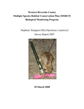 Stephens' Kangaroo Rat Survey Report 2007 - Western Riverside ...