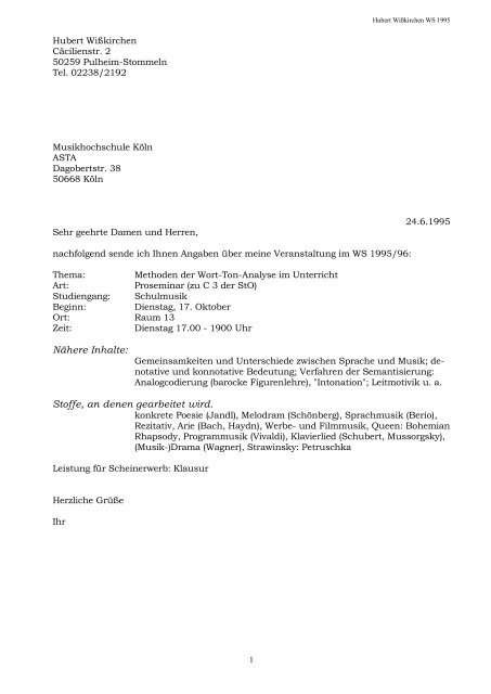 Hubert Wiaƒaÿkirchen Didaktische Analyse Von Musik
