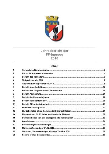 Jahresbericht der FF-Inprugg 2010