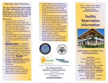 Facility Rental Brochure - City of Boynton Beach