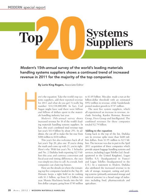 Modern Materials Handling - April 2012