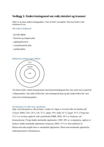 Vedlegg 1: Undervisningsmal om vold, etnisitet og ... - Alternativ til vold