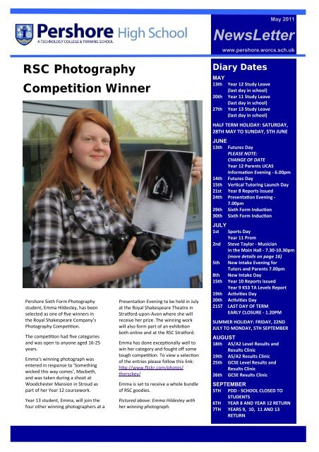 1) NEWSLETTER MAY - Pershore High School