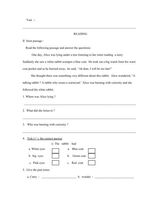 english paper – ii - Kendriya Vidyalaya, Gill Nagar