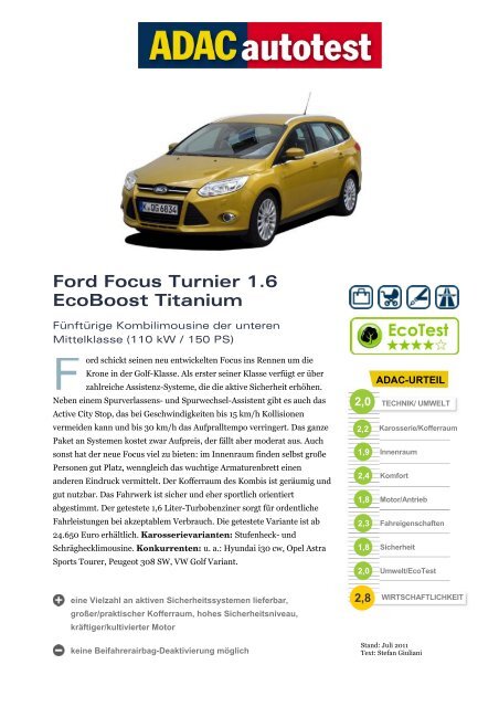 Ford Focus Turnier 1 6 Ecoboost Titanium Adac