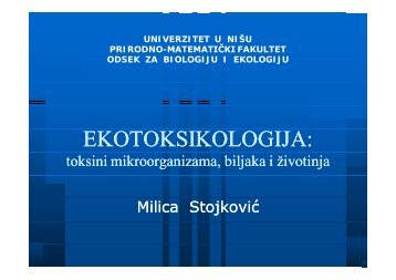 EKOTOKSIKOLOGIJA EKOTOKSIKOLOGIJA: - Raka Web