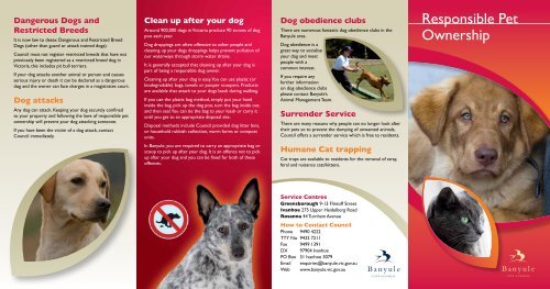 Responsible Pet Ownership Banyule City Council