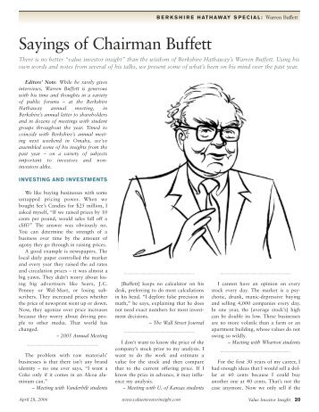 Sayings of Chairman Buffett