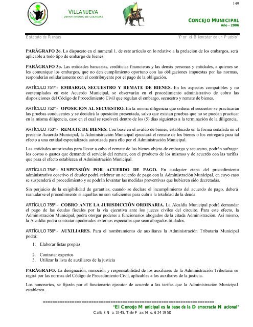 ACUERDO MUNICIPAL No. 0 2 3 - Villanueva - Casanare