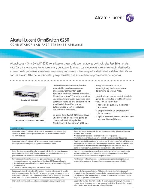 Alcatel-Lucent OmniSwitch 6250 - Red Virtual en Telecomunicaciones