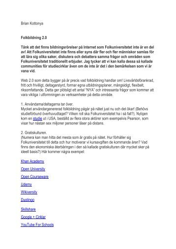 Folkbildning tvÃƒÂ¥ punkt noll (pdf) - Folkuniversitetet