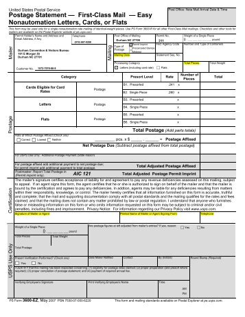 Postage Statement â First-Class Mail â Easy Nonautomation ...