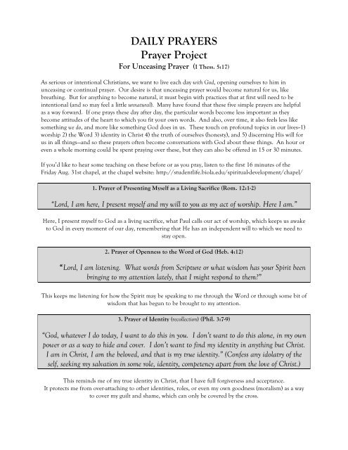 "Daily Prayers" (PDF) - Student Life