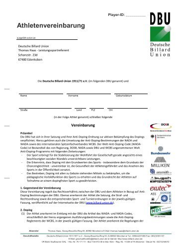 Formular-Athletenvereinbarung 2011.pdf - SaarlÃ¤ndische Billard ...
