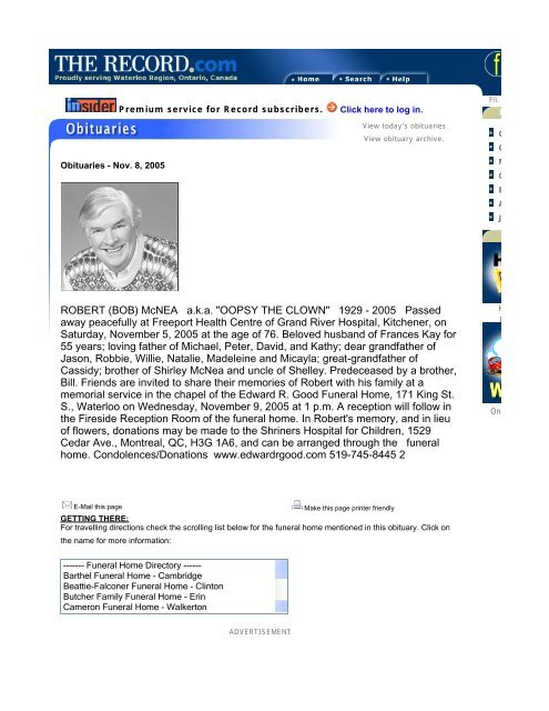 Bob Mcnea Oopsy The Clown Passes At Age 76 Detroit Memories Bob Mcnea Oopsy The Clown Passes At Age 76 Detroit Memories