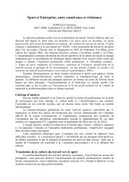 Sport et Entreprise, entre connivence et résistance - Faculté des ...