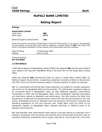 Rupali Bank Rating Report-final - Credit Rating Agency of Bangladesh