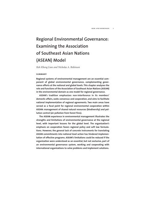 Regional Environmental Governance: Examining ... - Yale University