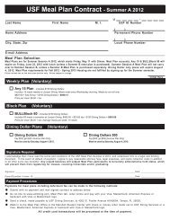 USF Meal Plan Contract - Summer A 2012 - CampusDish
