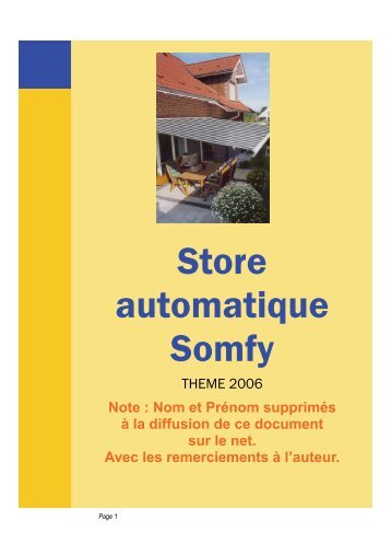 Store automatique Somfy - Des ressources pour les STI Ãlectronique