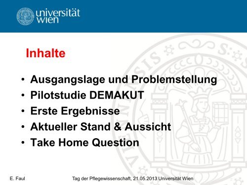 PrÃ¤sentation - Institut fÃ¼r Pflegewissenschaft - UniversitÃ¤t Wien