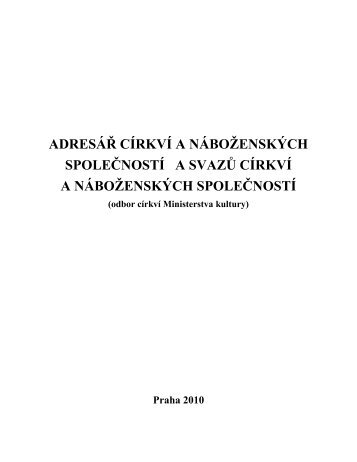 AdresÃ¡Å cÃ­rkvÃ­ a nÃ¡boÅ¾enskÃ½ch spoleÄnostÃ­ a svazÅ¯ cÃ­rkvÃ­